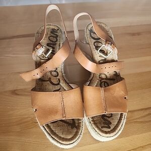 Sam Edelman Maura Espadrolle Wedge Sandals Women 8.5 Tan Boho Coastal Resort